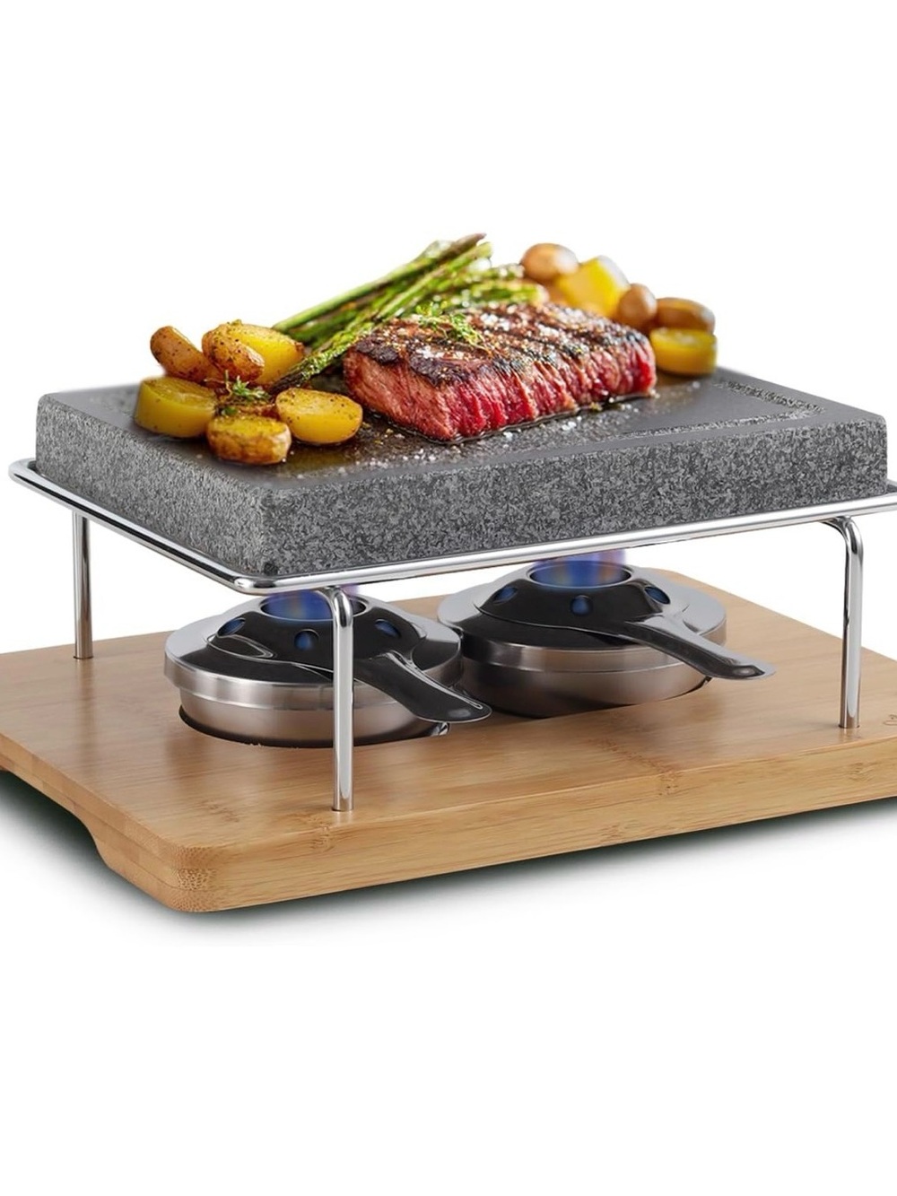 Hot Stone Steak Cooking Set - Natural Heat Retaining Plate & Tray for BBQs, Gril